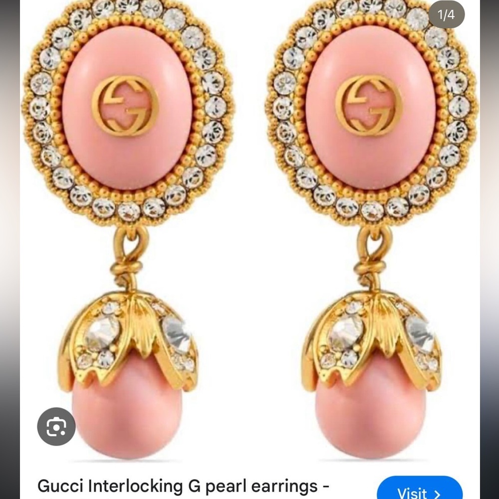 Gucci Pink and Gold Earrings
